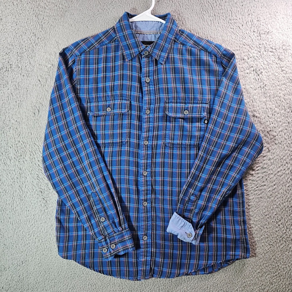 Marmot Shirt Men Medium Button Up Long Sleeve Blue Plaid